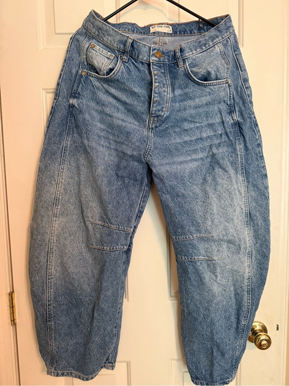 Free People Light Blue Cropped Barrel Jeans